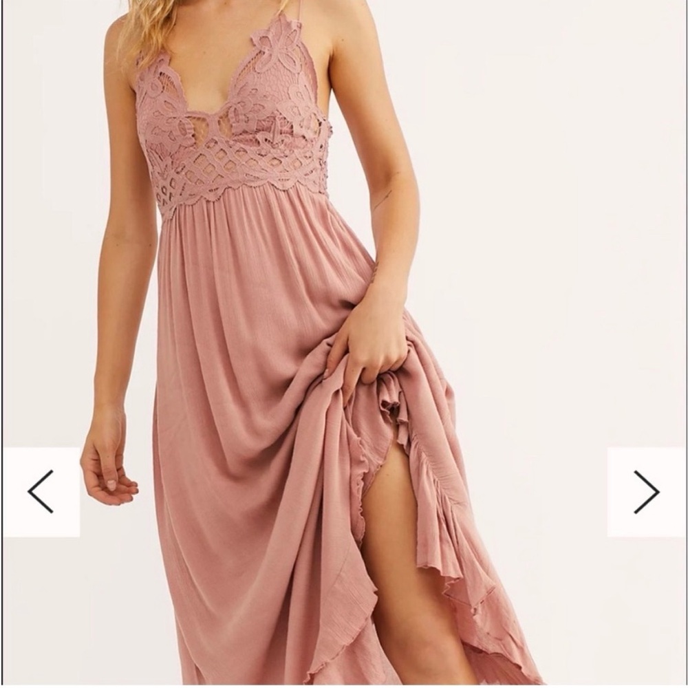 Free People Adele Lace-Detail Maxi Dress in Blush Pink - Picture 3 of 6